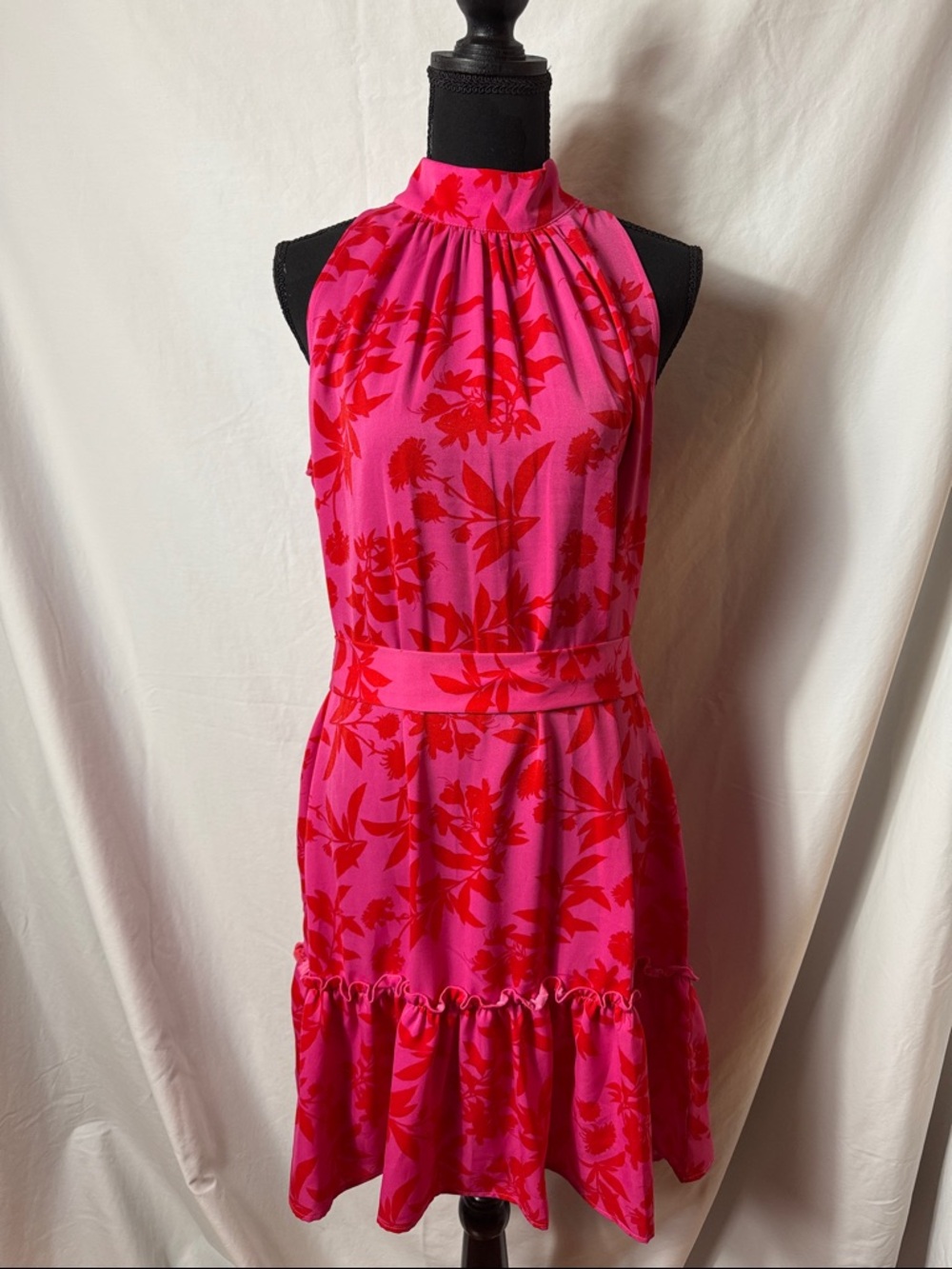 Sam Edelman Hot Pink Dress with Red Floral Print